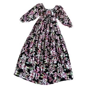 Roxy On Holiday Maxi Dress Womens S Floral Boho Cutout Long Sleeve NWT